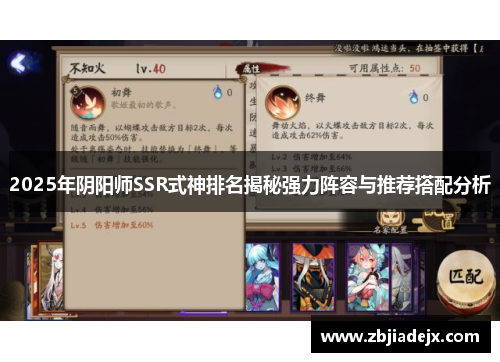 2025年阴阳师SSR式神排名揭秘强力阵容与推荐搭配分析